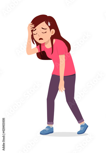 young good looking woman feeling tired and sick