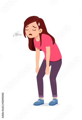 young good looking woman feeling tired and sick