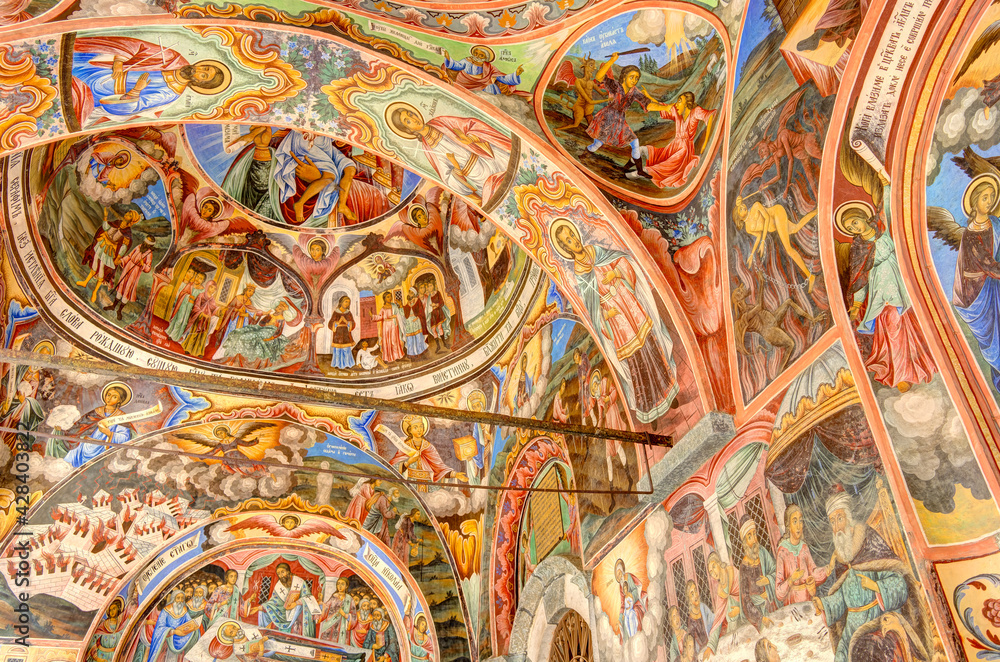 Rila Monastery Frescoes, HDR Image
