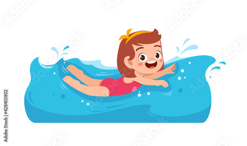 cute little kid girl swim under water on summer holiday