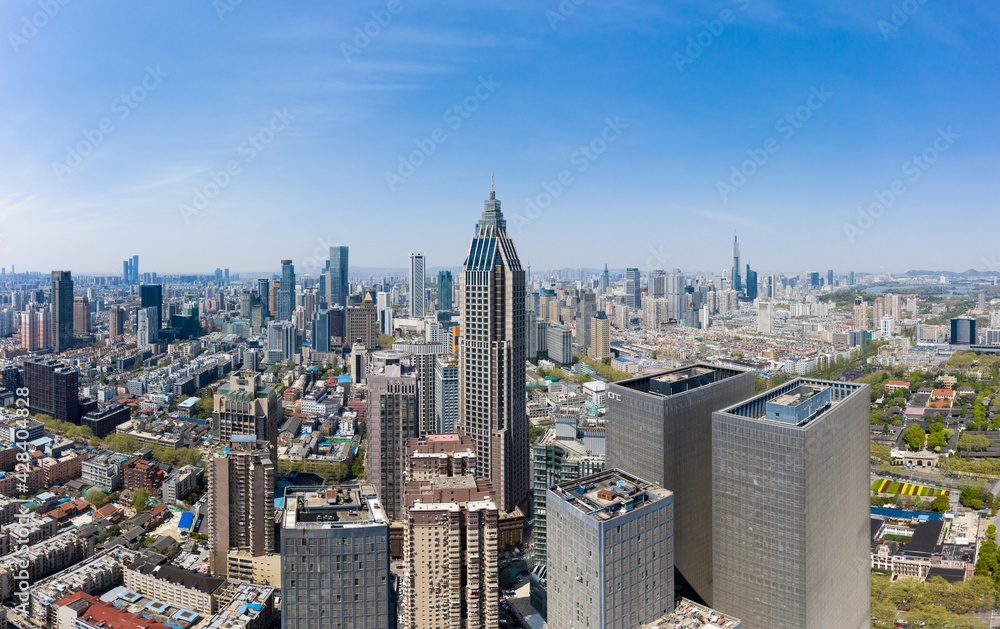 Fototapeta premium Aerial View of Nanjing City in A Sunny Day