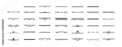 Set Black Simple Line Collection Doodle Border Elements Vector Design Style Sketch Isolated Illustration For Banner