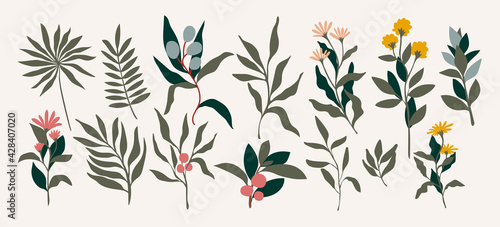 Modern abstract elements set, minimal design, vector illustration.