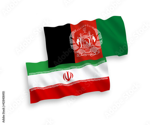 Flags of Islamic Republic of Afghanistan and Iran on a white background