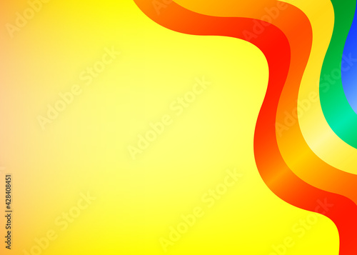 Lgbt flag on yellow background. Vector graphics and design. LGBT Rainbow color flag Pride of Gay, Lesbian wave colorful concept vector background