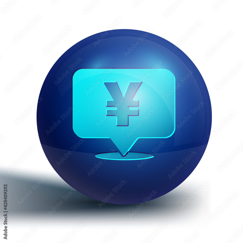 Blue Chinese Yuan currency symbol icon isolated on white background. Coin money. Banking currency sign. Cash symbol. Blue circle button. Vector Blue Chinese Yuan currency symbol icon isolated on white background. Coin money. Banking currency sign. Cash symbol. Blue circle button. Vector