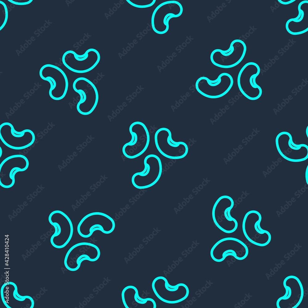 Green line Beans icon isolated seamless pattern on blue background. Vector Green line Beans icon isolated seamless pattern on blue background. Vector