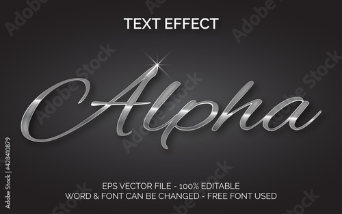 Silver metal text effect. Text effect vector editable font and word. Easy to change.