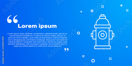 White line Fire hydrant icon isolated on blue background. Vector