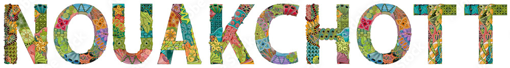 Nouakchott is the capital and largest city of Mauritania. Vector decorative zentangle object for decoration Nouakchott is the capital and largest city of Mauritania. Vector decorative zentangle object for decoration