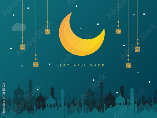 Laylatul Qadr Mubarak. The night of destiny. the last ten days of Ramadan, Ramadhan Kareem.