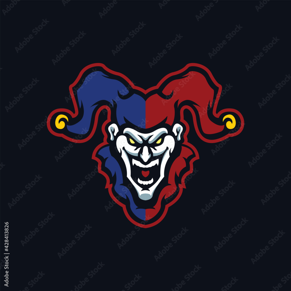 jester mascot logo isolated dark background