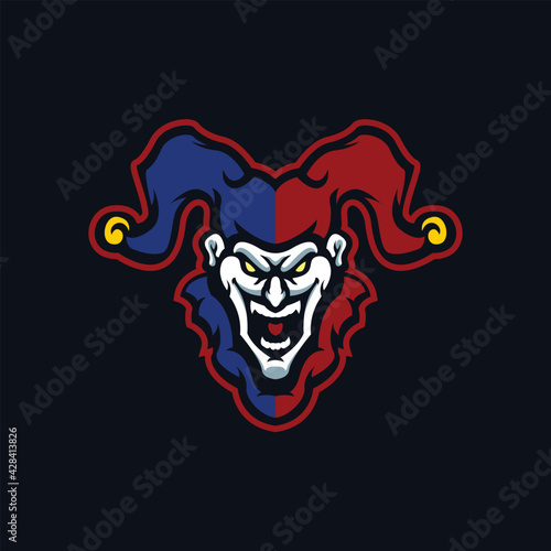 jester mascot logo isolated dark background © depadepi