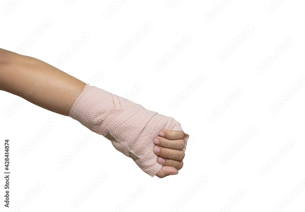 arm with elastic bandage, broken , health care concept.