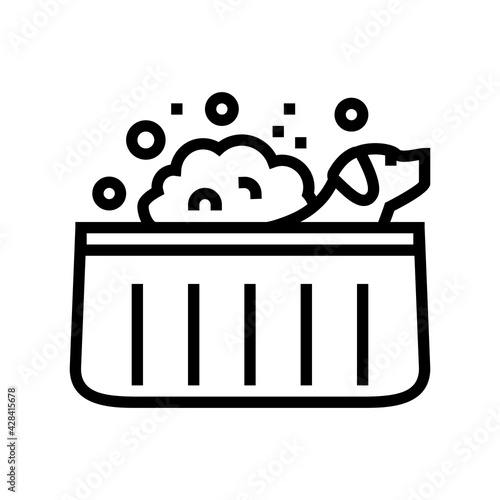 washing dog line icon vector. washing dog sign. isolated contour symbol black illustration