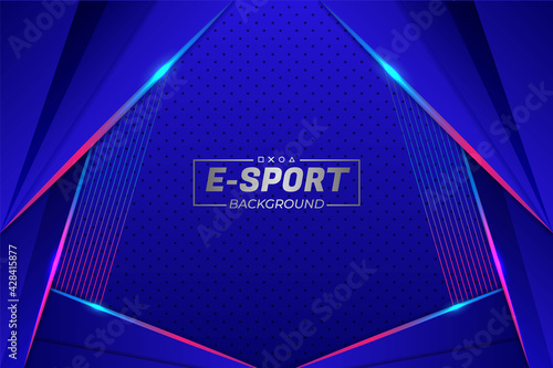 Futuristic Modern Style E-Sports Gaming Concept with Glow Blue and Pink Background