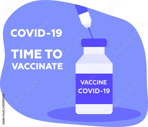 Covid vaccination concept. Disposable medical syringe and vaccine bottle. Flu vaccination, covid-19. Illustration for articles, banners, posters, web. Vector flat illustration