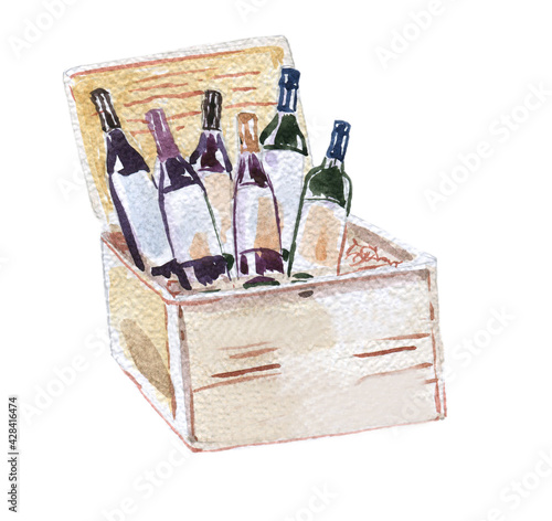 Six different wine bottles in wine box