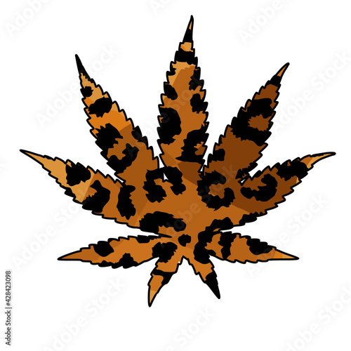 vector illustration of animal print cannabis isolated on white