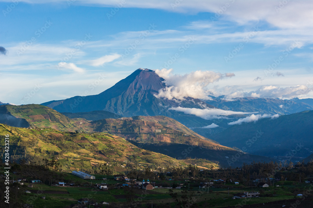 Tungurahua volcano, view from the mountains 