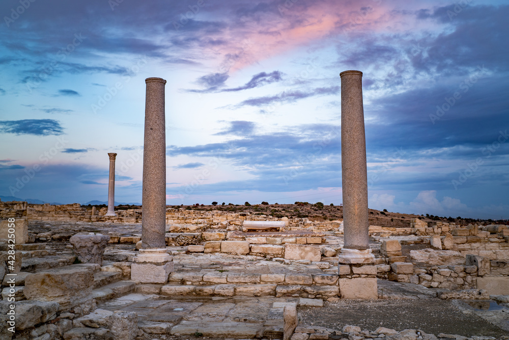Before sunset at Agora of  the acropolis of Kourion in Limassol Cyprus
