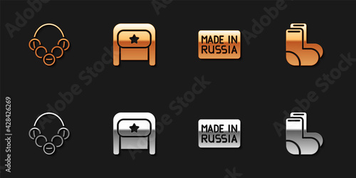 Set Russian bagels, Ushanka, Made in and Valenki icon. Vector