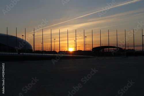 sunset in the city