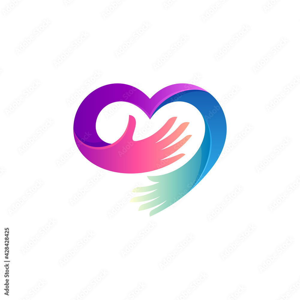 Love hand care logo design template ready for use Love hand care logo design template ready for use