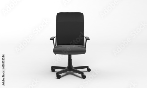 Slika na platnu Closeup shot of a black office chair on a white plain background