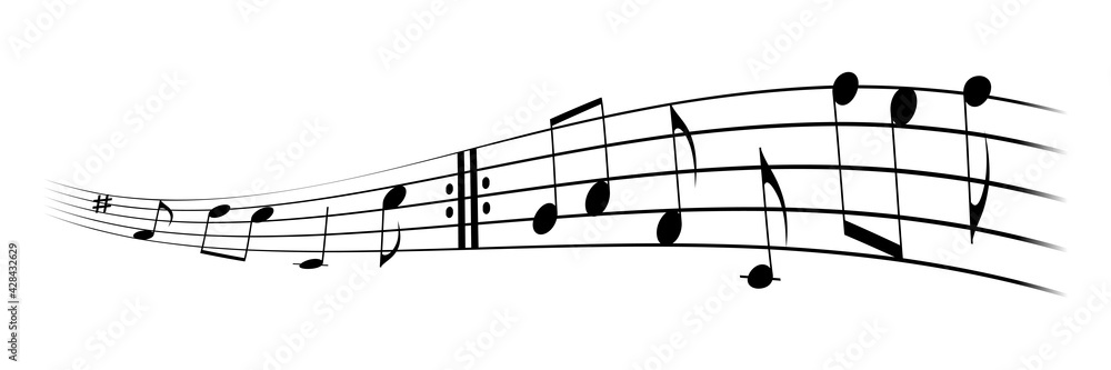 Music wave made by notes. Vector black musical design elements isolated on white background. Music wave made by notes. Vector black musical design elements isolated on white background.