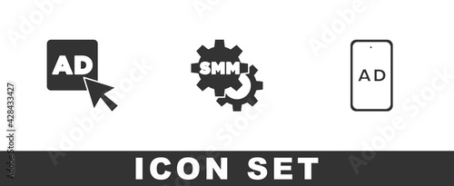 Set Advertising, Social media marketing and icon. Vector