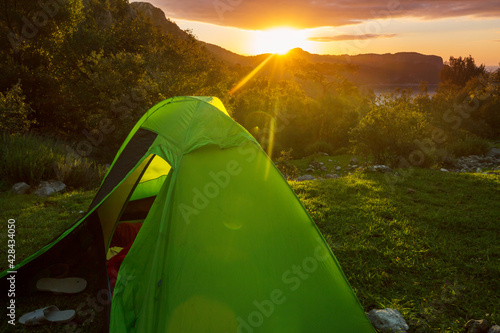 Tent in mountains