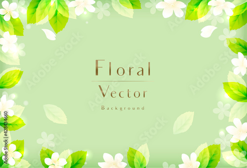 Elegant flowers and leaves vector background template design　花と葉のベクター背景　テンプレートデザイン