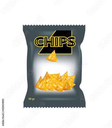 Tortilla  chips bag, vector illustration