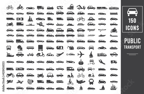 Public transport icon. Transport, vehicle and delivery icons set. Flat shipping delivery symbols.