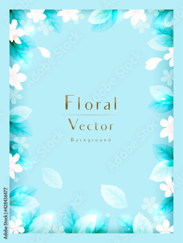 Elegant Spring Flowers Vector Background　花と葉のベクター背景　テンプレートデザイン