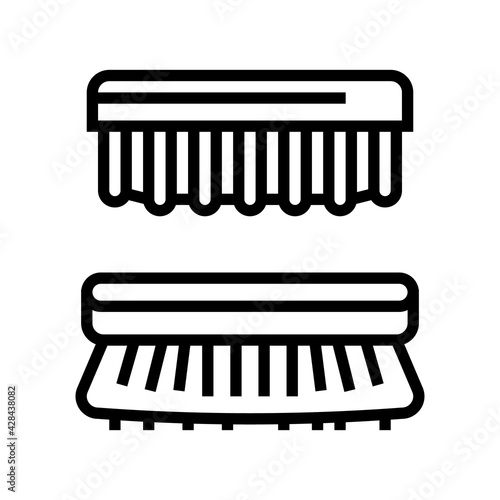 brush shoe care line icon vector. brush shoe care sign. isolated contour symbol black illustration