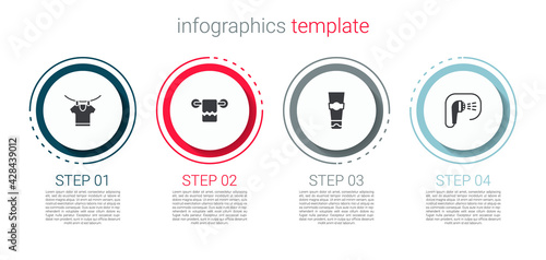 Set Drying clothes, Towel on a hanger, Tube of toothpaste and Shower. Business infographic template. Vector