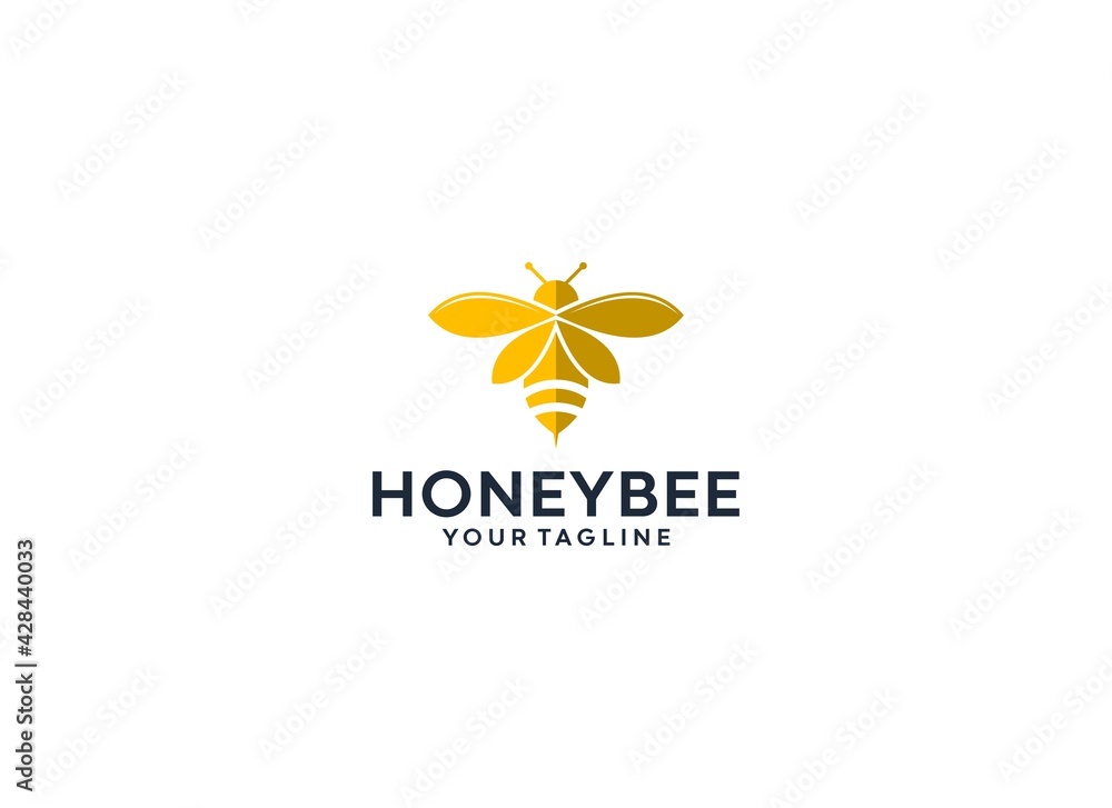 Fototapeta premium honey bee logo complete with illustration of honey bee