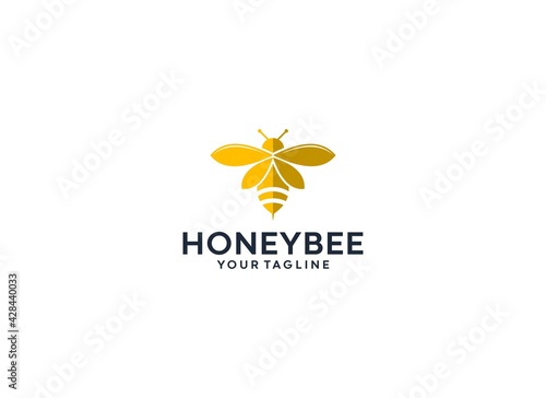 honey bee logo complete with illustration of honey bee