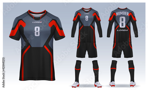 t-shirt sport design template, Soccer jersey mockup for football club. uniform front and back view.