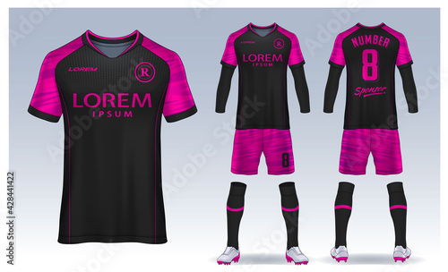 t-shirt sport design template, Soccer jersey mockup for football club. uniform front and back view.