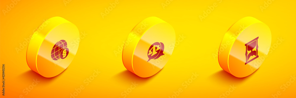 Obraz premium Set Isometric International law, Scales of justice and Old hourglass icon. Vector