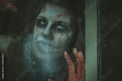 Girl with horror halloween makeup