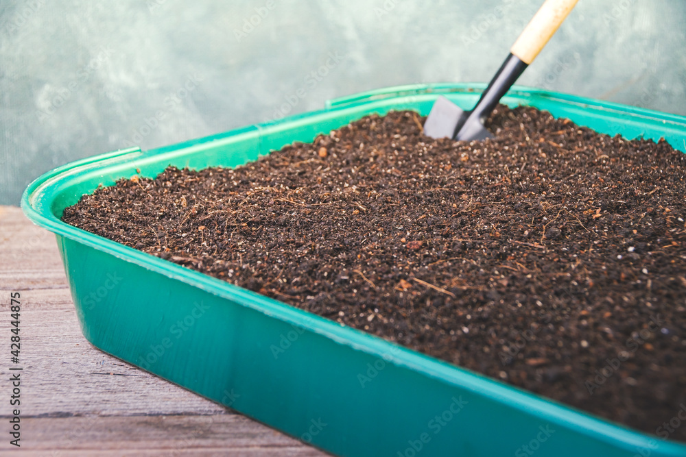 Garden soil for plants. Spring work on preparation of seedlings. Garden soil for plants. Spring work on preparation of seedlings.