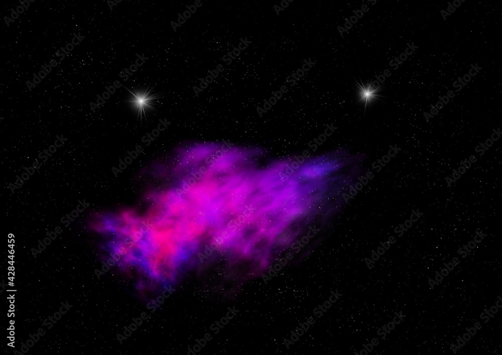 Star field in space and a nebulae. 3D rendering Star field in space and a nebulae. 3D rendering