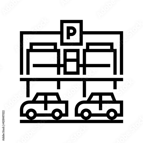 equipment parking line icon vector. equipment parking sign. isolated contour symbol black illustration