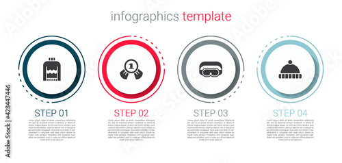 Set Christmas sweater, Medal, Ski goggles and Winter hat. Business infographic template. Vector