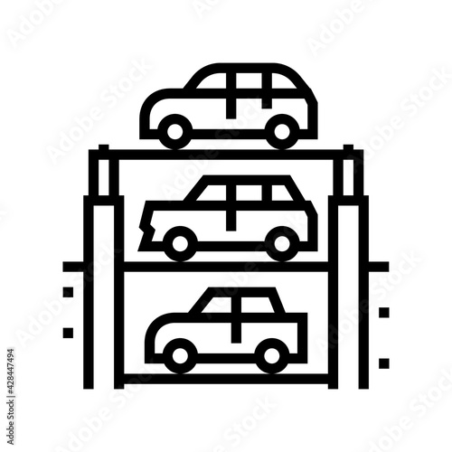 lift multilevel equipment parking line icon vector. lift multilevel equipment parking sign. isolated contour symbol black illustration
