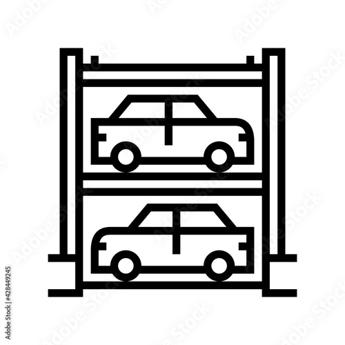 multilevel automobile parking line icon vector. multilevel automobile parking sign. isolated contour symbol black illustration